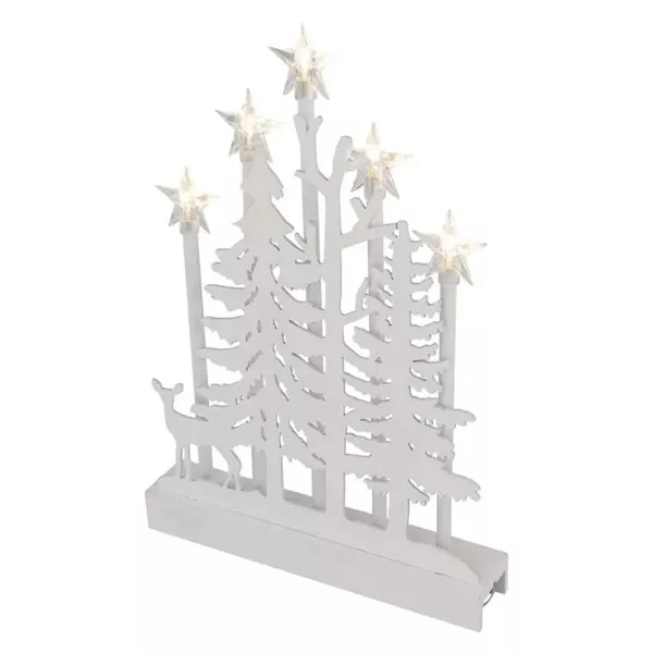 Emos DCAW13 35,5 cm 2x AA beltéri meleg fehér fa erdő csillagokkal időzítős LED dekoráció