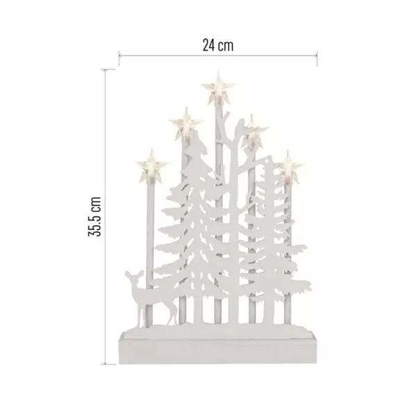 Emos DCAW13 35,5 cm 2x AA beltéri meleg fehér fa erdő csillagokkal időzítős LED dekoráció