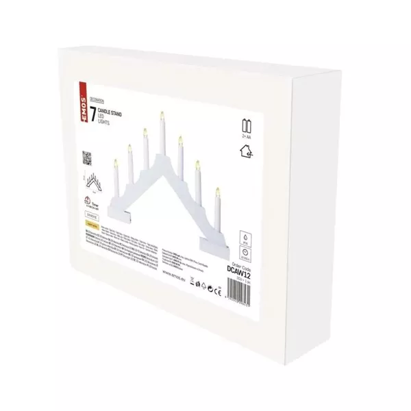 Emos DCAW12 29 cm 2x AA beltéri meleg fehér időzítős fa fehér LED gyertyatartó
