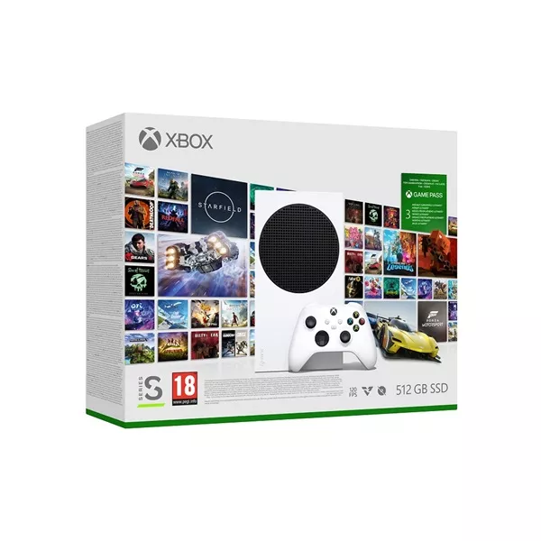 Microsoft Xbox Series S 512GB fehér játékkonzol + XBOX Game Pass Ultimate 3 hónapos előfizetés letöltőkód