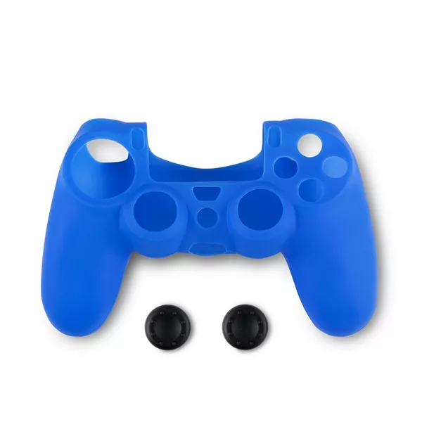 Spartan Gear PS4 kontroller szilikon skin kék + thumb grips style=