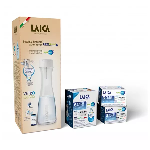 Laica B31AA02 GlasSmart vízszűrő palack 1,1 literes üveg