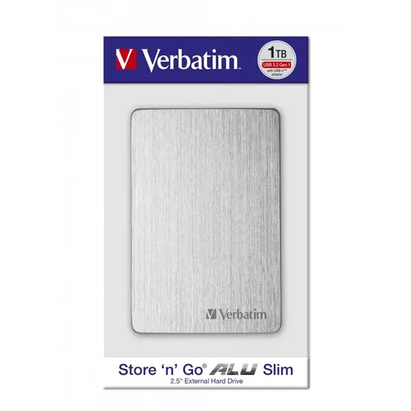 Verbatim 53663 Store `n` Go ALU Slim 2,5” 1TB USB 3.2 Gen 1 ezüst HDD