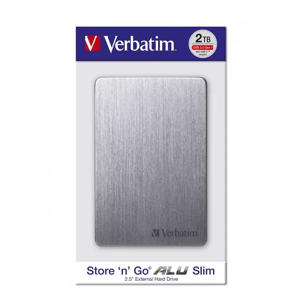 Verbatim 53665 Store `n` Go ALU Slim 2,5” 2TB USB 3.2 Gen 1 szürke HDD