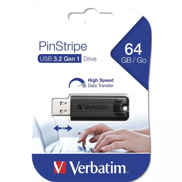 Verbatim 49318 Store`n`Go PINSTRIPE 64GB USB 3.0 fekete Flash Drive