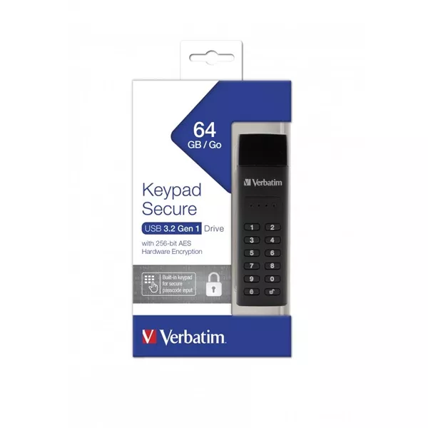 Verbatim 49428 Keypad Secure Store`n`Go 64GB USB-A 3.0 Flash Drive