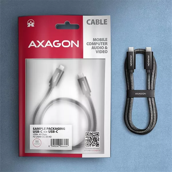 Axagon BUCM4X-CM10AB NewGEN+ 1m USB-C <> USB-C 4 Gen 3x2 / 240W kábel