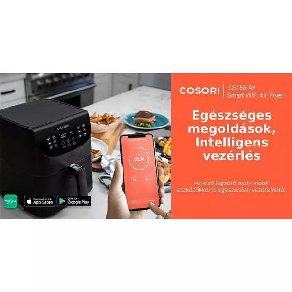 Cosori CS158-AF-RXB Premium Smart fekete 5,5 L forrólevegős sütő