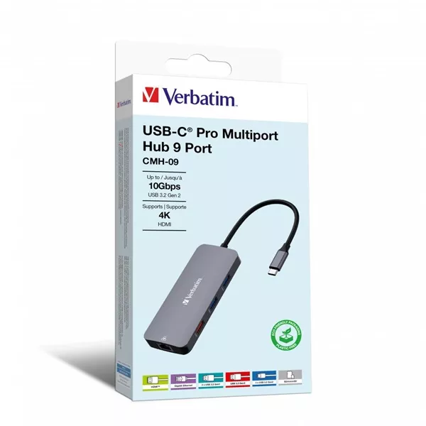 Verbatim 32152 USB-C Pro Multiport CMH-09 9in1 ezüst HUB