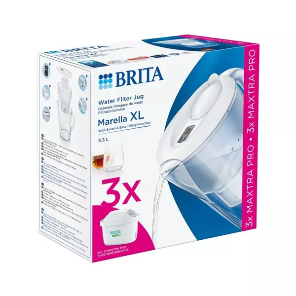Brita 1052782 Marella XL 3,5l fehér vízszűrő kancsó + 3db Maxtra Pro szűrő