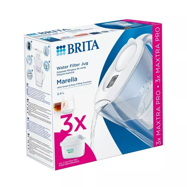 Brita 1052791 Marella 2,4l fehér vízszűrő kancsó + 3db Maxtra Pro szűrő