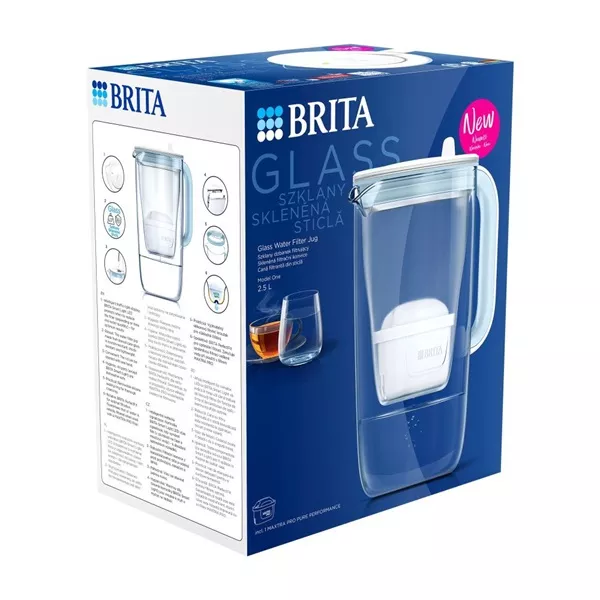 Brita 1050452 2,5l világoskék üveg vízszűrő kancsó + 1db Maxtra Pro szűrő