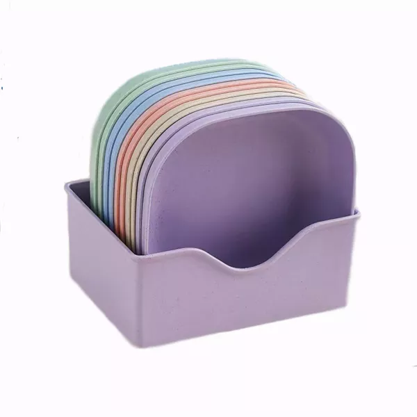 TOO KT-116 10db-os vegyes színekben búzaszalma műanyag tányér szett, 15×15×3cm