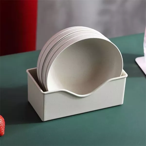 TOO KT-118 10db-os vegyes színekben búzaszalma műanyag kerek tányér szett, 15×15×3cm