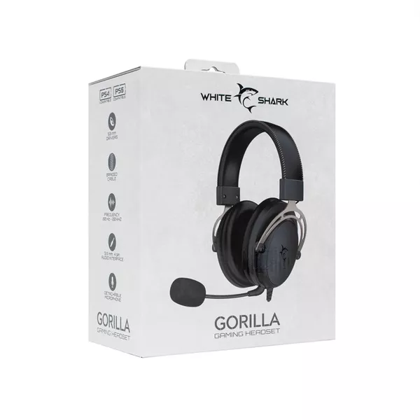 White Shark GORILLA GH-2341B/G fekete/ezüst gamer fejhallgató