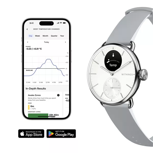 Withings HWA10-model 2 ScanWatch 2 38mm fehér okosóra