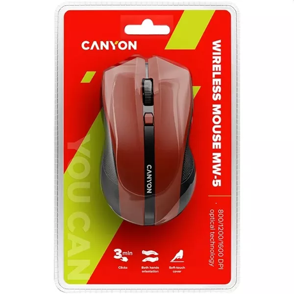 Canyon MW-5 vezeték nélküli optikai egér piros-fekete