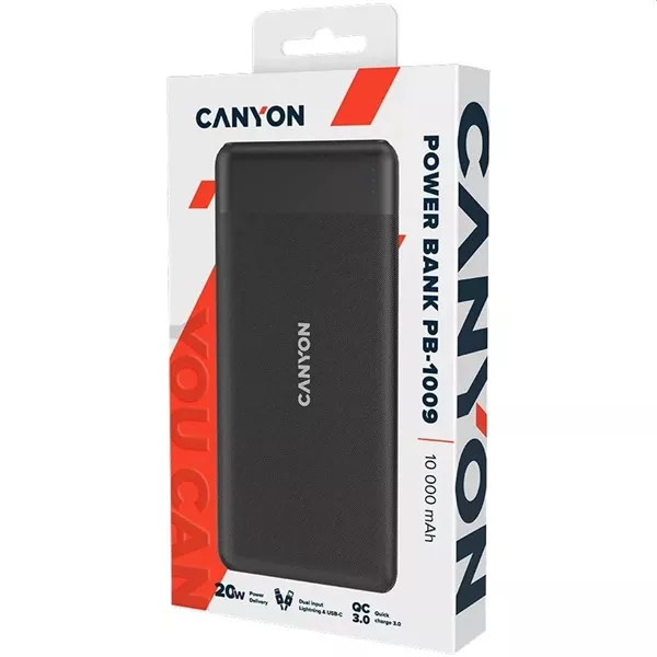 Canyon PB-109 10000mAh LiPo (Lightning bemenet) fekete power bank