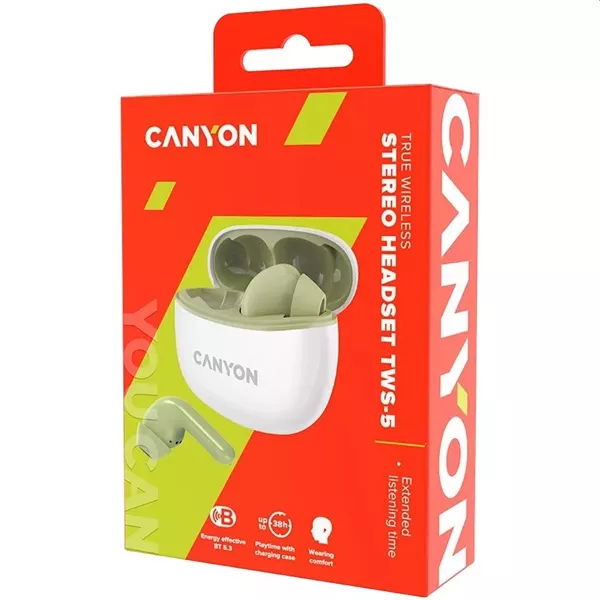 Canyon TWS-5 True Wireless Bluetooth zöld-fehér fülhallgató