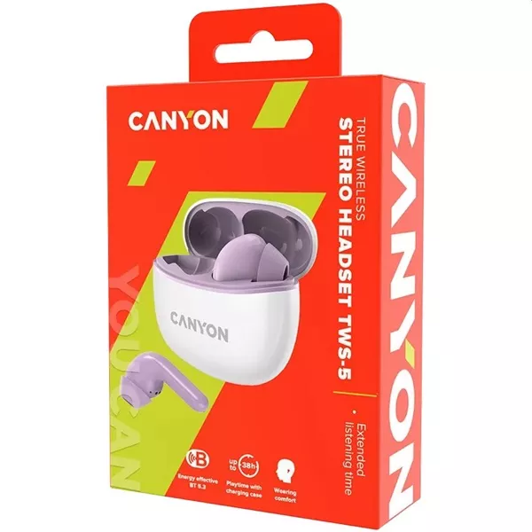 Canyon TWS-5 True Wireless Bluetooth lila-fehér fülhallgató