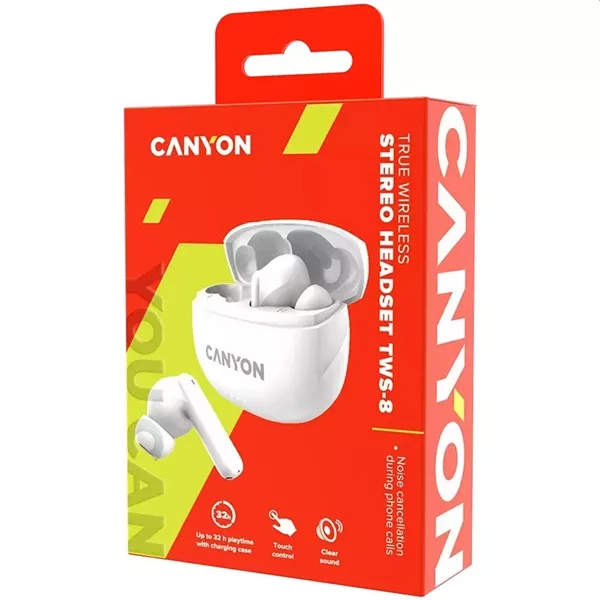 Canyon TWS-8 True Wireless Bluetooth fehér fülhallgató
