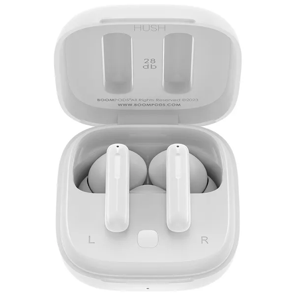 Boompods Bassline Hush aktív zajszűrős True Wireless Bluetooth fehér fülhallgató style=