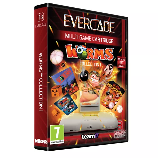 Evercade #18 Worms Collection 1 3in1 Retro Multi Game játékszoftver csomag style=