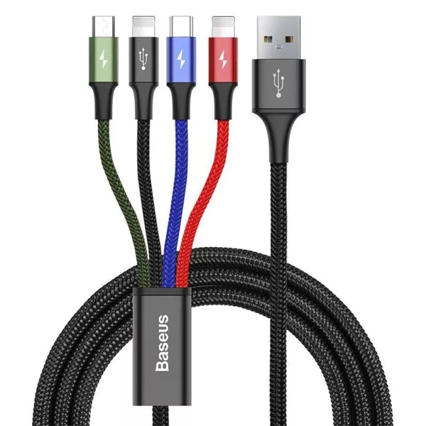 Baseus CA1T4-A01 Fast 4in1 1,2m 3,5A USB C/2xLightning/micro USB fekete adat- és töltőkábel