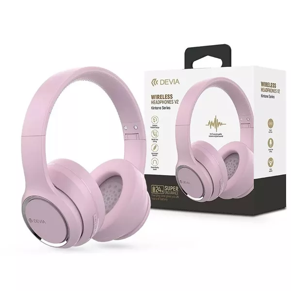 Devia ST383533 rózsaszín Bluetooth fejhallgató style=