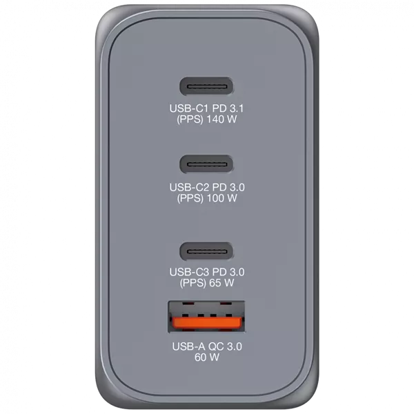 Verbatim 32205 GNC-240 GaN Charger 240W USB Type-A + 3xType-C hálózati töltő adapter