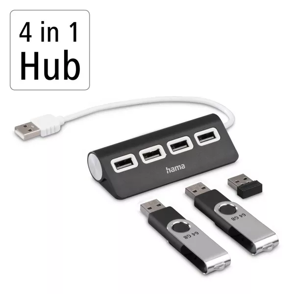 Hama 200119 1:4 BUSPOW fekete FIC USB 2.0 hub