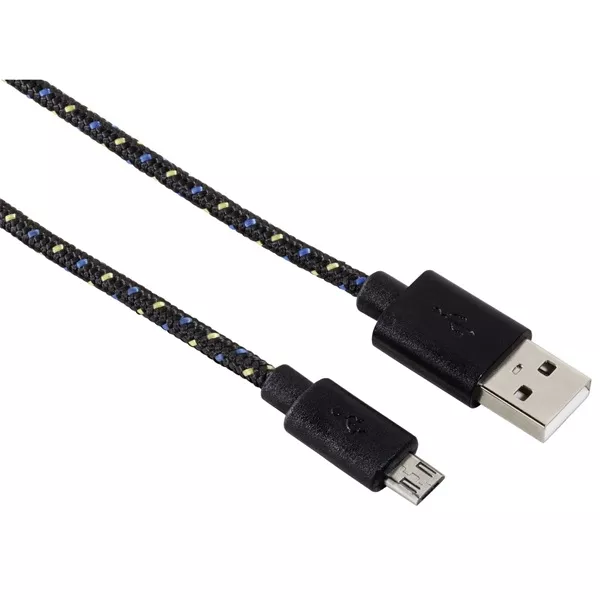 Hama 00020074 micro USB - USB A 1m fekete szövet adatkábel