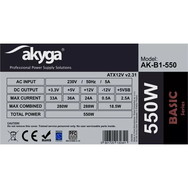 AKYGA AK-B1-550 12cm 550W tápegység