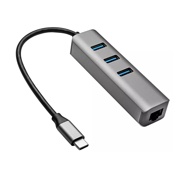 Akyga AK-AD-66 USB-C - USB 3.0 3-port + Ethernet USB hub