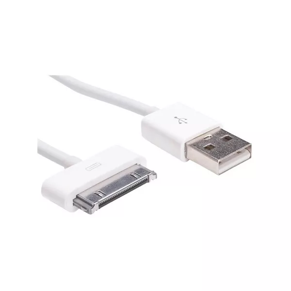 Akyga AK-USB-08 Apple 30pin -> USB 2.0 A M/M adatkábel 1m fehér