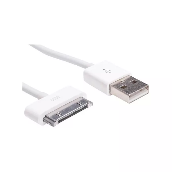 Akyga Apple 30pin -> USB 2.0 A M/M adatkábel 1m fehér