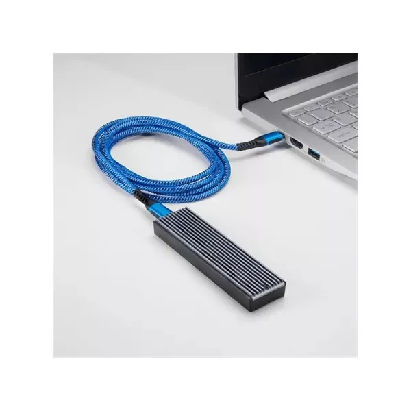 Akyga AK-USB-37 USB-C -> USB-C M/M adatkábel 1m kék-fehér (braided)