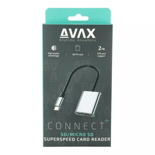 AVAX AD600 CONNECT+ Type C 3.2-SD/MICRO SD Szupergyors kártyaolvasó