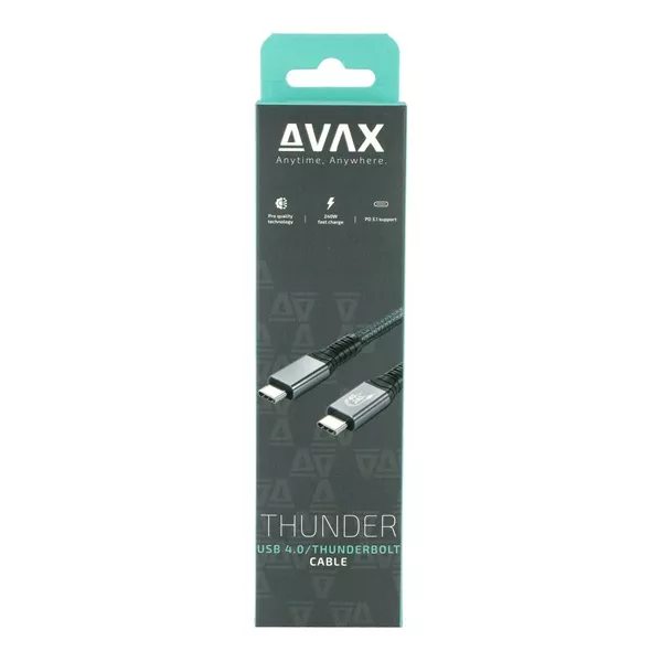 AVAX CB902 THUNDER 1m Intel ThunderboltTM 4 viharszürke kábel