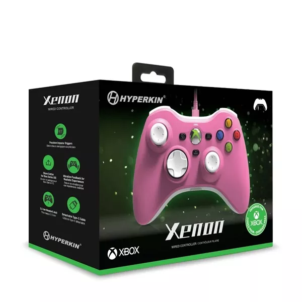 Hyperkin M01368-PI Xenon Xbox Series|One/Windows 11|10 pink Xbox liszenszelt vezetékes kontroller
