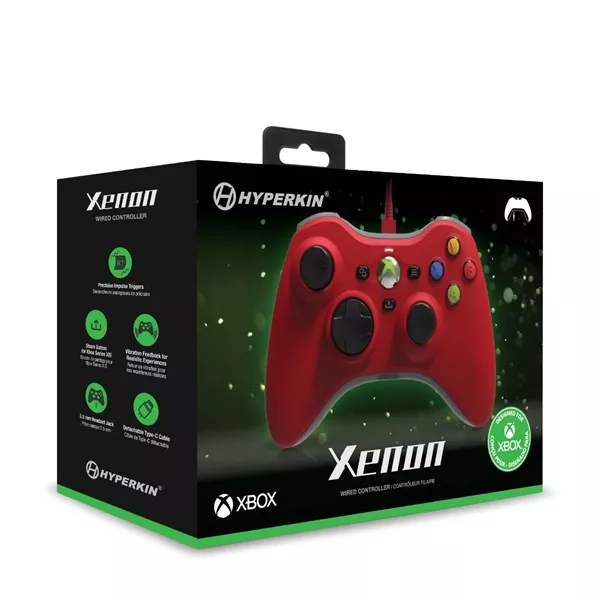 Hyperkin M01368-RD Xenon Xbox Series|One/Windows 11|10 piros Xbox liszenszelt vezetékes kontroller