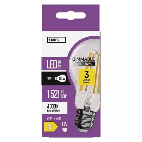 Emos ZF5264D  E27/11W (100W)/1521 lm/természetes fehér Filament A60 LED izzó