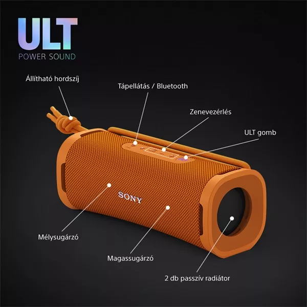 Sony SRSULT10D.CE7 ULT FIELD 1 hordozható vezeték nélküli narancssárga Bluetooth hangszóró