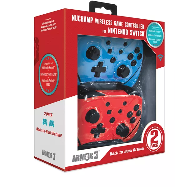 Armor3 M07467-BBRD NuChamp Nintendo Switch vezeték nélküli kontroller csomag (2db) (Kék, Piros)