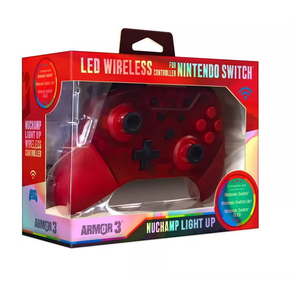 Armor3 M07467-RL NuChamp Nintendo Switch Piros LED vezeték nélküli kontroller