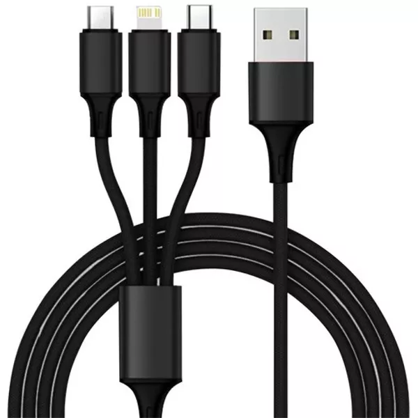 Izoxis USB autós töltő + Izoxis USB - USB Type-C/microUSB/Lightning kábel