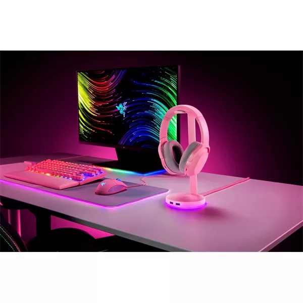 Razer Base Station V2 Chroma rózsaszín headset állvány és USB hub