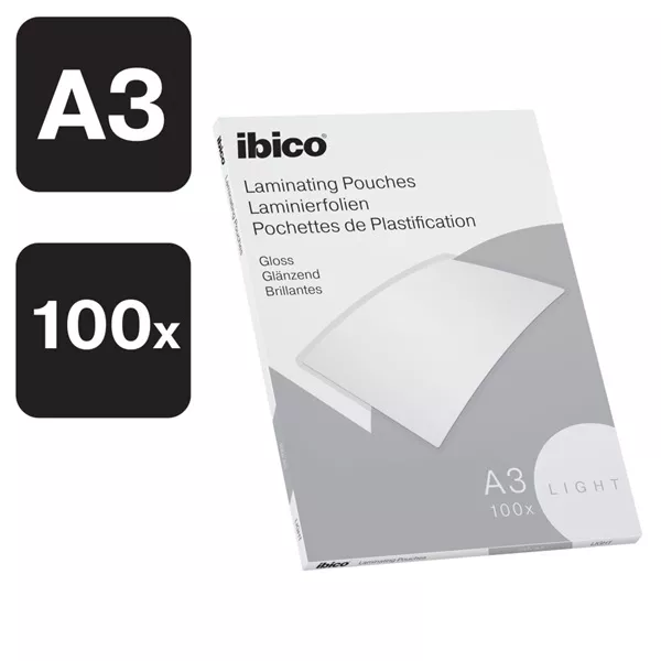 Ibico A3 75 micron, 100 db/csomag light fényes laminálófólia