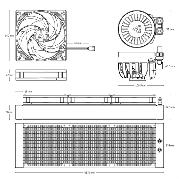 Arctic Liquid Freezer III 420 fekete vízhűtéses processzorhűtő