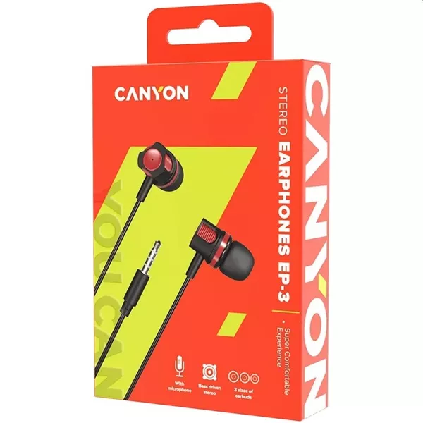 Canyon CNE-CEP3R mikrofonos fekete-piros fülhallgató